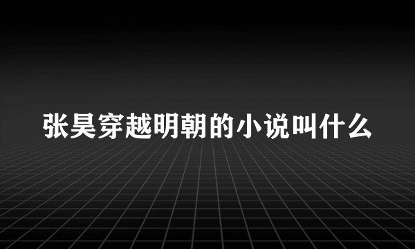 张昊穿越明朝的小说叫什么