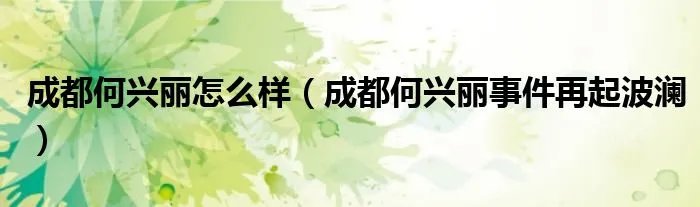 成都何兴丽怎么样（成都何兴丽事件再起波澜）