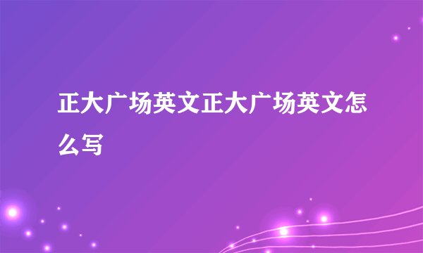 正大广场英文正大广场英文怎么写