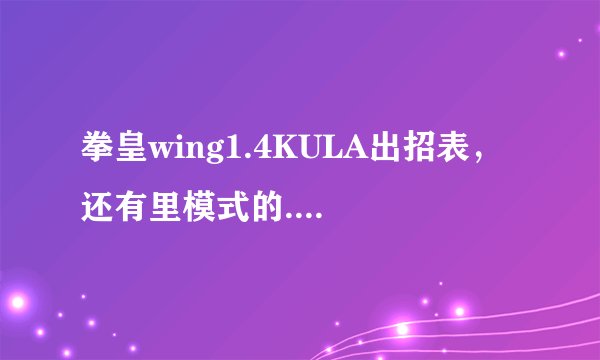 拳皇wing1.4KULA出招表,还有里模式的....