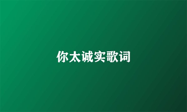 你太诚实歌词