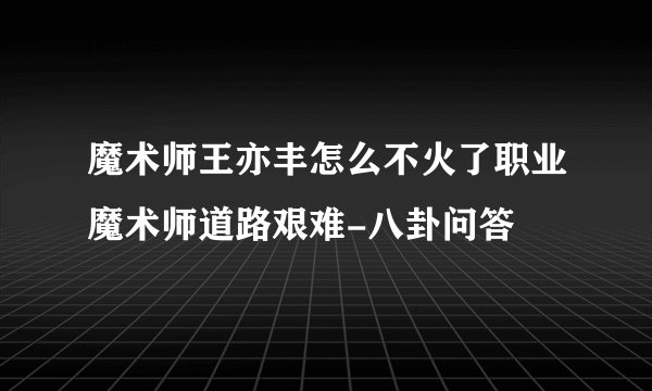 魔术师王亦丰怎么不火了职业魔术师道路艰难-八卦问答