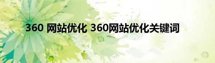 360 网站优化 360网站优化关键词