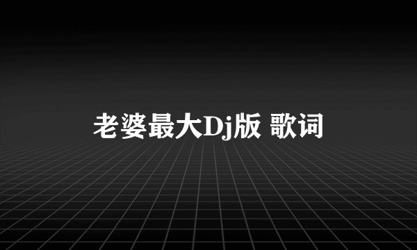 老婆最大Dj版 歌词