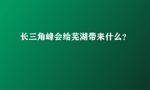 长三角峰会给芜湖带来什么？
