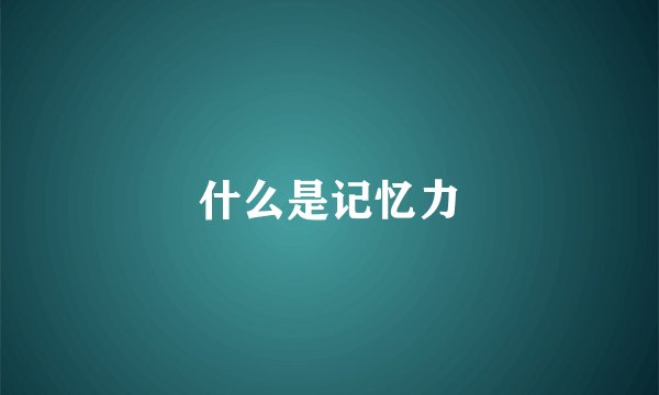 什么是记忆力