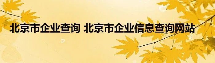 北京市企业查询 北京市企业信息查询网站