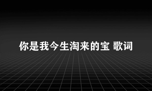 你是我今生淘来的宝 歌词