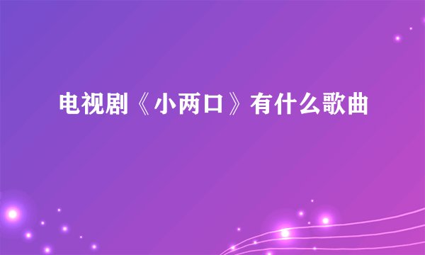 电视剧《小两口》有什么歌曲