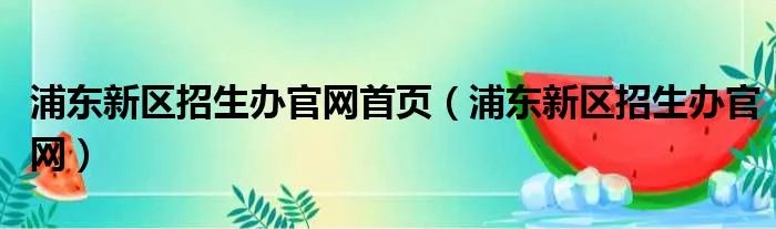 浦东新区招生办官网首页（浦东新区招生办官网）