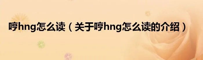 哼hng怎么读（关于哼hng怎么读的介绍）