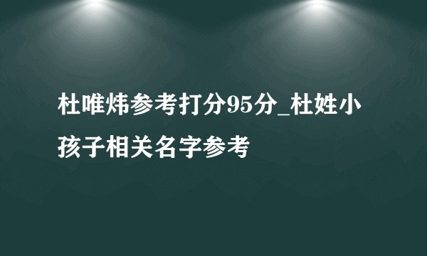 杜唯炜参考打分95分_杜姓小孩子相关名字参考