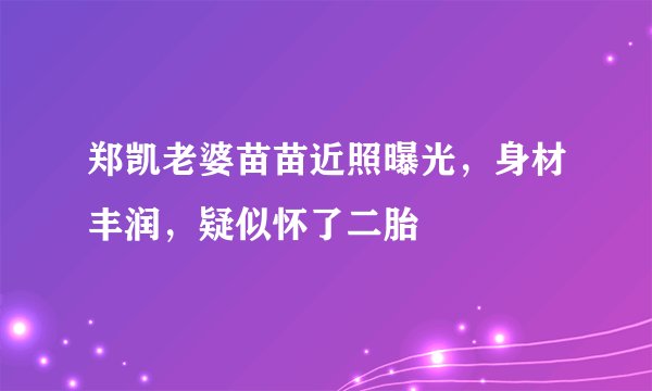 郑凯老婆苗苗近照曝光，身材丰润，疑似怀了二胎