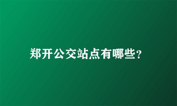 郑开公交站点有哪些？