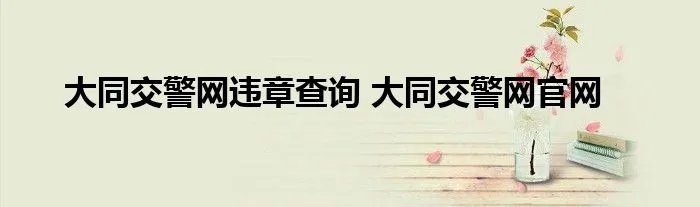 大同交警网违章查询 大同交警网官网