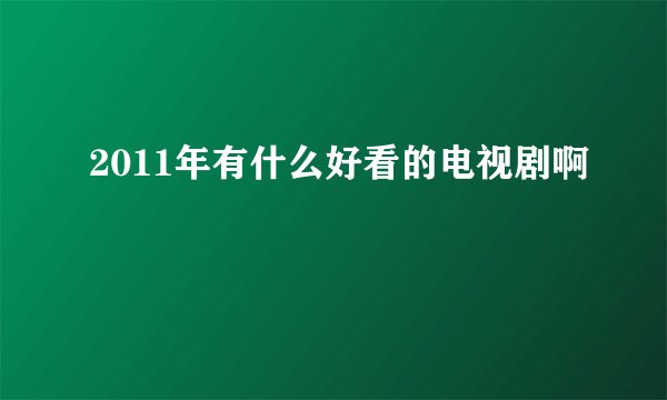 2011年有什么好看的电视剧啊