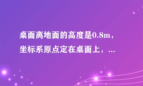 桌面离地面的高度是0.8m，坐标系原点定在桌面上，向下方向为坐标轴的正方向，如图所示，已知AO=BO=0.3m，则A和B的位置坐标分别是（  ）。A. 、B. 、C. 、D. 、
