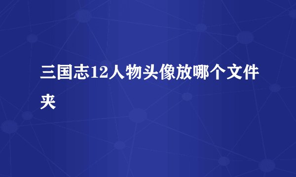 三国志12人物头像放哪个文件夹