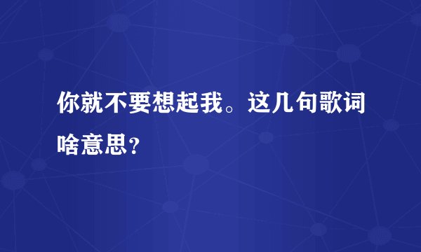 你就不要想起我。这几句歌词啥意思？