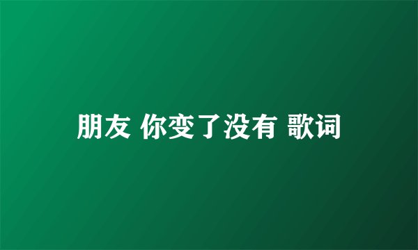 朋友 你变了没有 歌词