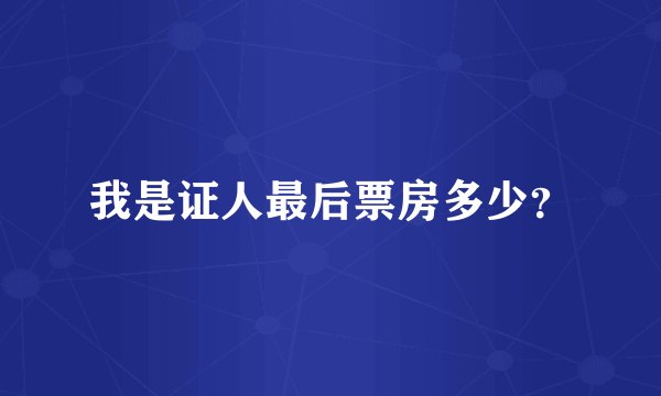 我是证人最后票房多少?
