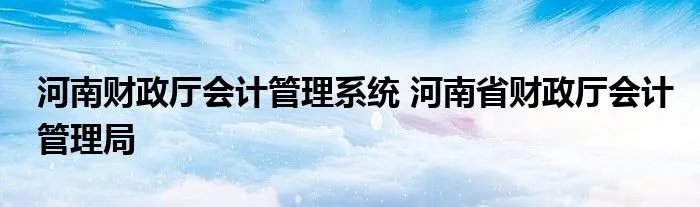 河南财政厅会计管理系统 河南省财政厅会计管理局