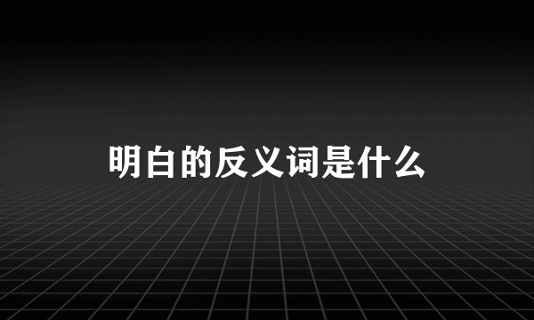明白的反义词是什么