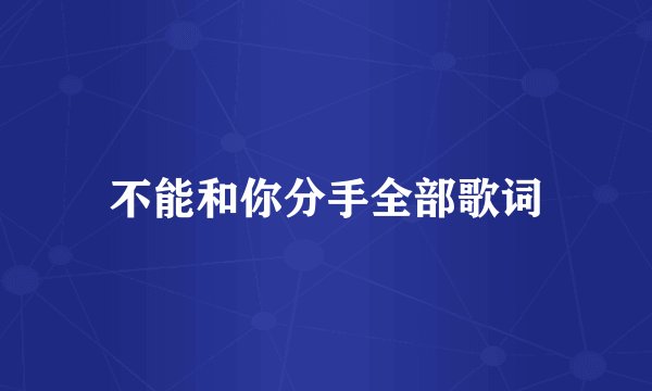 不能和你分手全部歌词