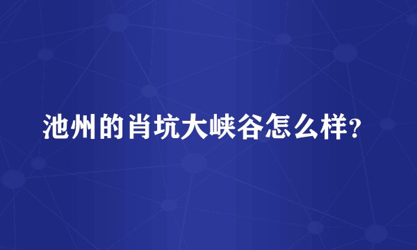 池州的肖坑大峡谷怎么样?