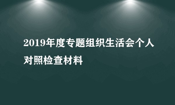 2019年度专题组织生活会个人对照检查材料