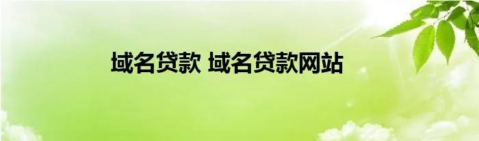 域名贷款 域名贷款网站