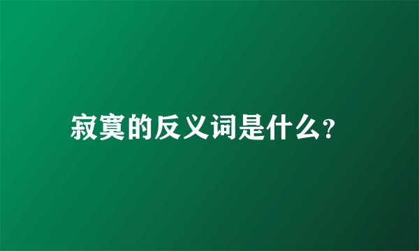 寂寞的反义词是什么？