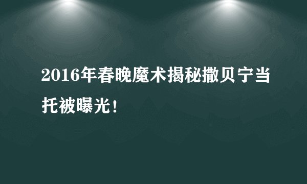 2016年春晚魔术揭秘撒贝宁当托被曝光！