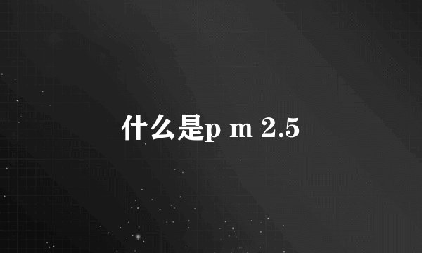 什么是p m 2.5