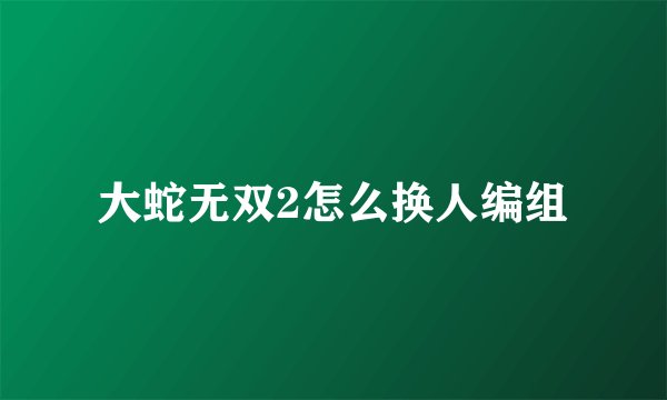 大蛇无双2怎么换人编组