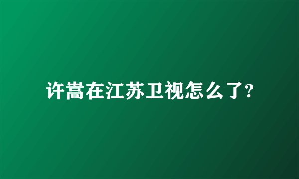 许嵩在江苏卫视怎么了?