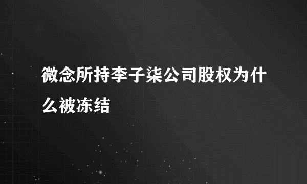 微念所持李子柒公司股权为什么被冻结