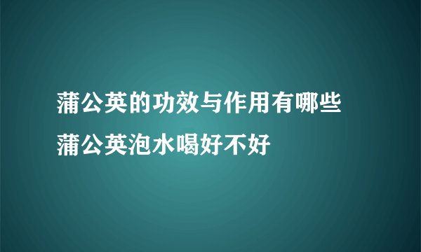 蒲公英的功效与作用有哪些 蒲公英泡水喝好不好