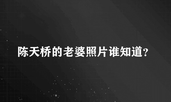 陈天桥的老婆照片谁知道？