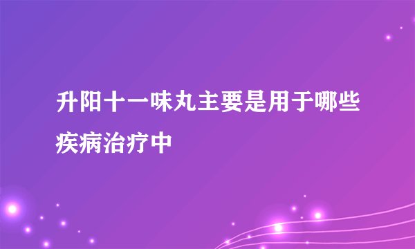 升阳十一味丸主要是用于哪些疾病治疗中