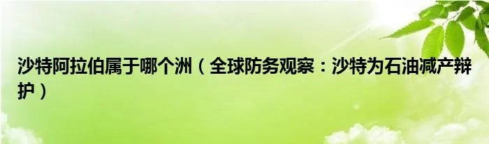 沙特阿拉伯属于哪个洲（全球防务观察：沙特为石油减产辩护）