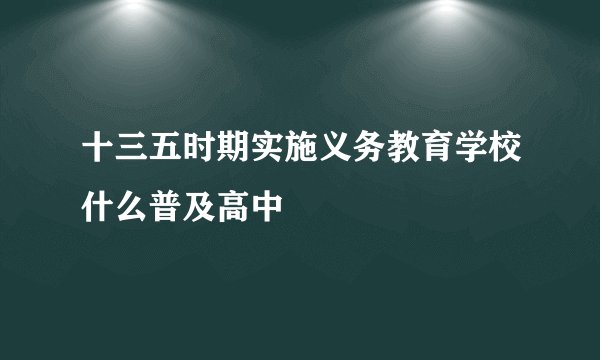 十三五时期实施义务教育学校什么普及高中