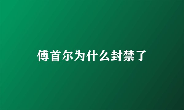 傅首尔为什么封禁了