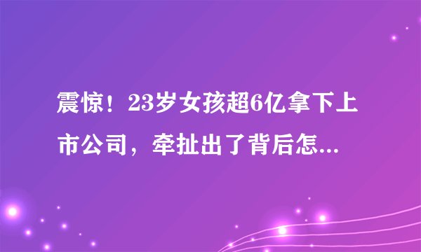 震惊！23岁女孩超6亿拿下上市公司，牵扯出了背后怎样的地方资本圈？
