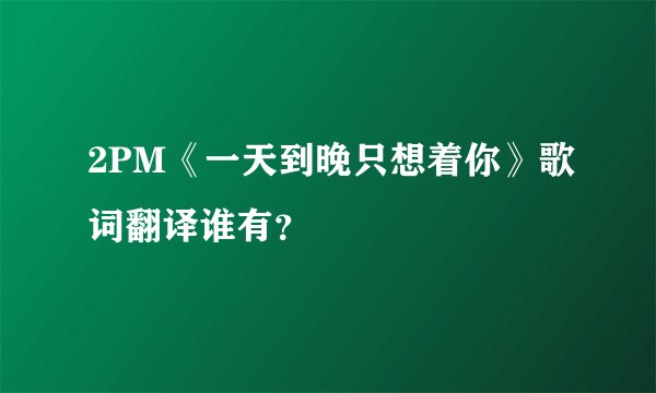 2PM《一天到晚只想着你》歌词翻译谁有？