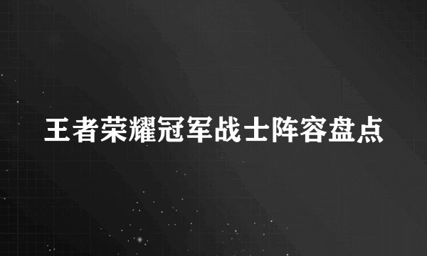 王者荣耀冠军战士阵容盘点