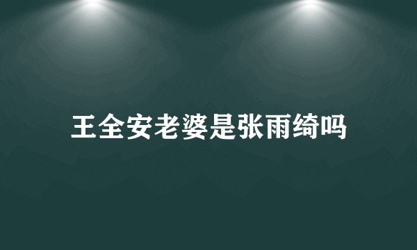 王全安老婆是张雨绮吗