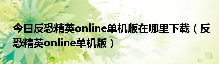 今日反恐精英online单机版在哪里下载（反恐精英online单机版）