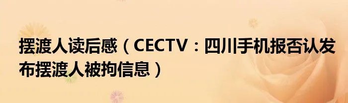 摆渡人读后感(CECTV:四川手机报否认发布摆渡人被拘信息)