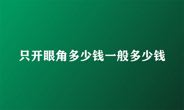 只开眼角多少钱一般多少钱